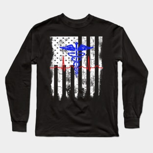 American Nurse Usa Flag Doctor Long Sleeve T-Shirt